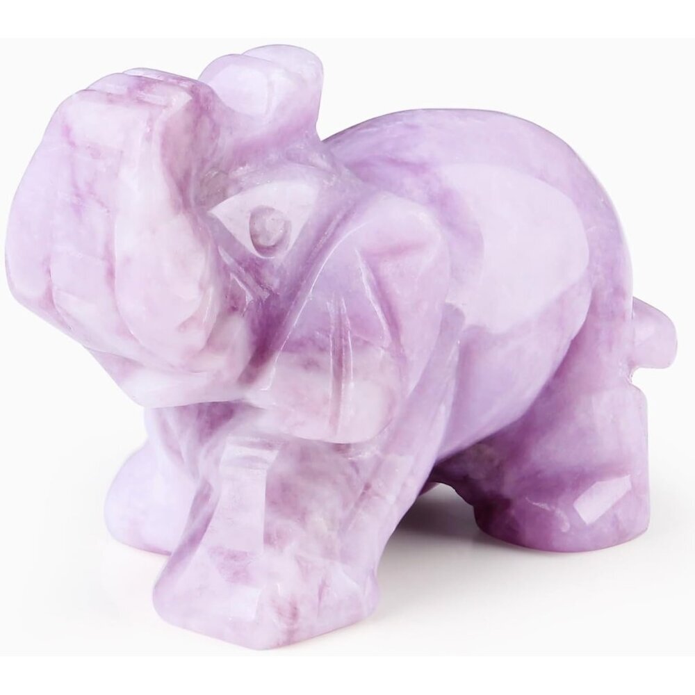 Lepidolite Crystals Elephant Décor Cute Desk Stones Figurine Natural Gemstone